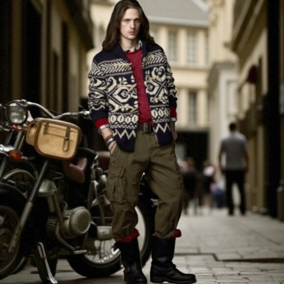 Ralph Lauren Denim Supply Snow Flake Cowichan Sweater Cardigan Jacket Men's M - Picture 1 of 10